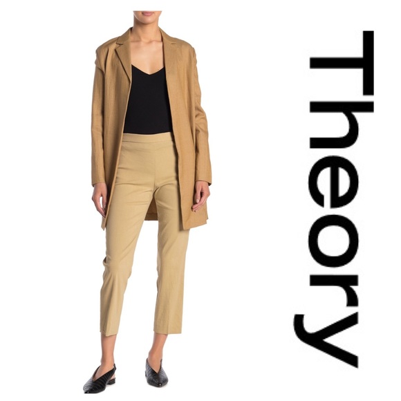 Theory Linen Blend Pull-On Slim Pants - Picture 4 of 9